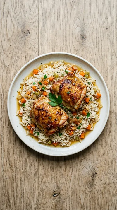 Chicken Thighs and Rice – Easy Weeknight One-Pot Meal - cooking process