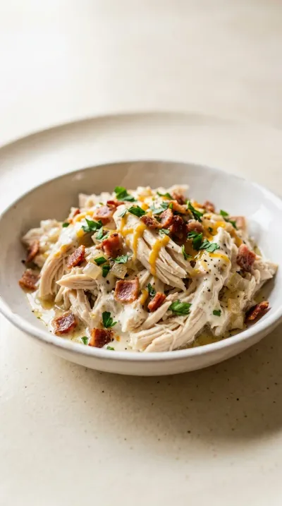 Crockpot Crack Chicken (Ranch, Turkey Bacon & Cheddar)