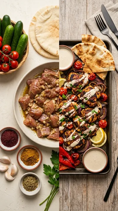 Sheet Pan Chicken Shawarma - ready to serve