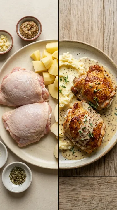 Creamy Garlic Chicken Thighs – Easy One-Pan Dinner - ready to serve