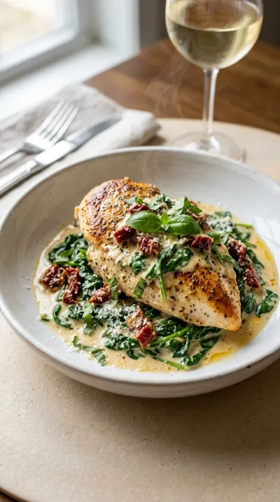 Creamy Tuscan Chicken with Spinach & Sun‑Dried Tomatoes