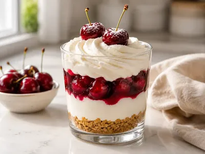 No Bake Cheesecake Parfait with Cherry Pie Filling