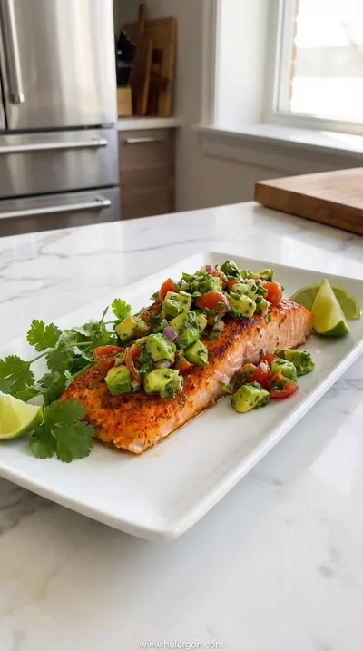 Baked Cilantro Lime Salmon with Avocado Salsa