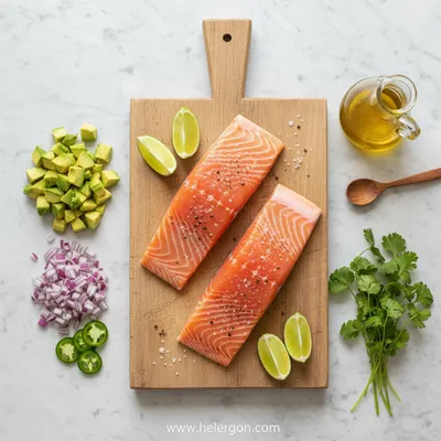 Baked Cilantro Lime Salmon with Avocado Salsa - cooking process