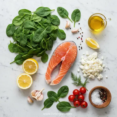 Baked Stuffed Salmon with Spinach & Feta - cooking process