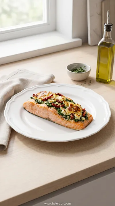 Baked Stuffed Salmon with Spinach & Feta