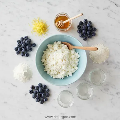 Blueberry Lemon Zest Cottage Cheese Bites - ingredients preparation