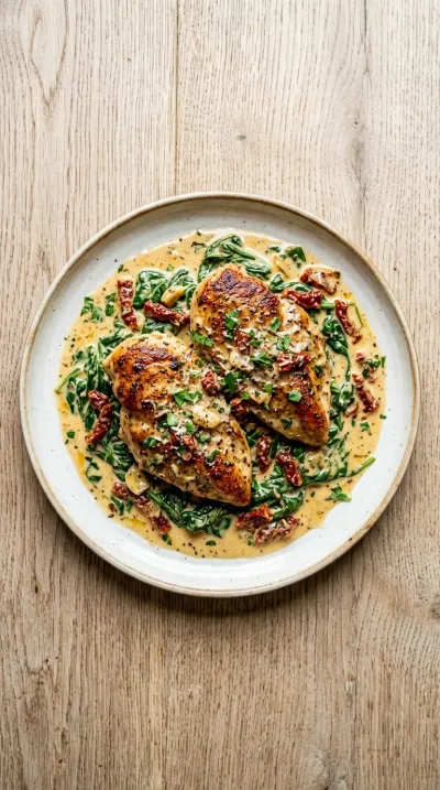 Creamy Tuscan Chicken with Spinach & Sun‑Dried Tomatoes - cooking process