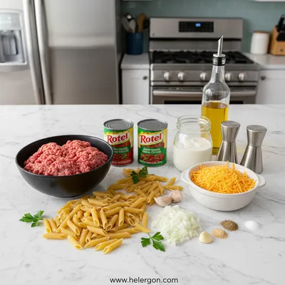 Creamy Rotel Pasta with Ground Beef – Easy Weeknight Dinner - cooking process