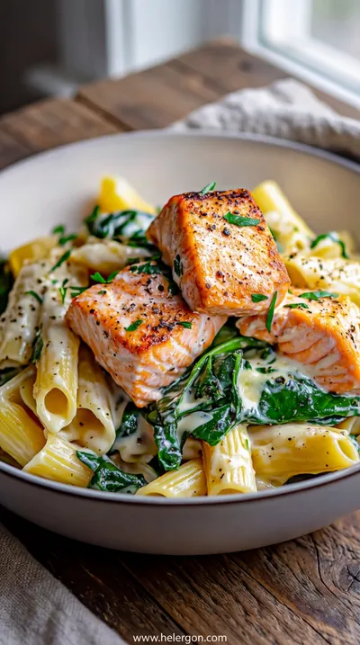Creamy Salmon Spinach Pasta – Ready in 25 Minutes