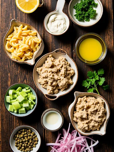 Creamy Tuna Pasta Salad – Easy Weeknight Dinner - ingredients preparation
