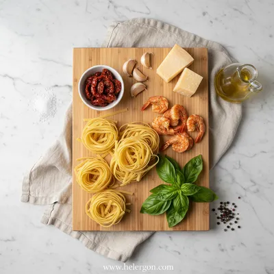 Creamy Tuscan Shrimp Linguine - cooking process