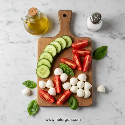 Easy Cucumber Caprese Salad - cooking process