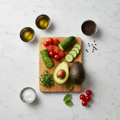 Cucumber Tomato Avocado Salad - cooking process