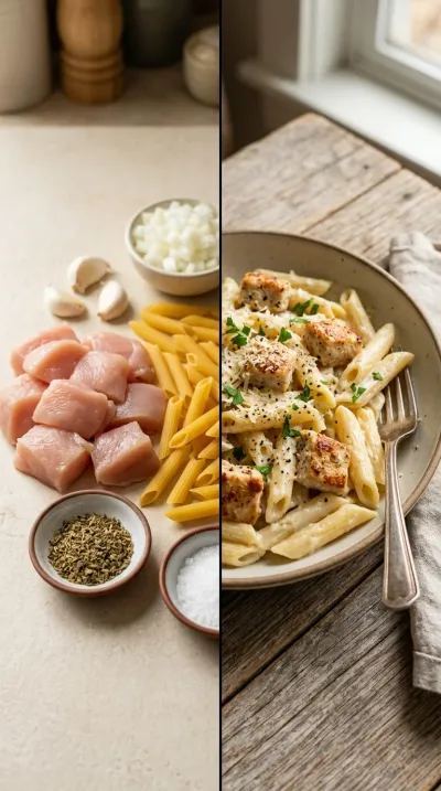 Creamy Garlic Parmesan Chicken Pasta – One Pot - ready to serve