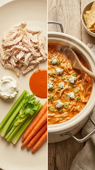 Buffalo Chicken Dip in a Crock Pot - ready to serve