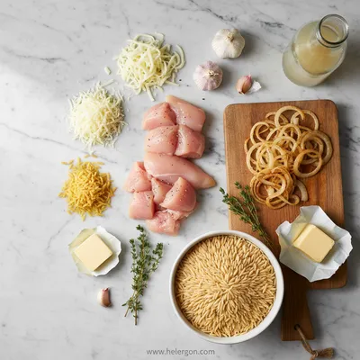 French Onion Chicken Orzo Casserole - cooking process