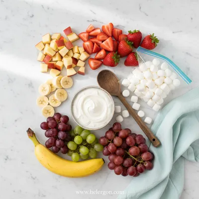 Fruit Salad with Sour Cream and Marshmallows - cooking process