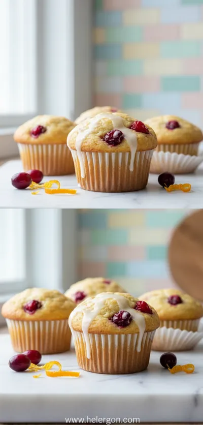 Gluten Free Cranberry Orange Muffins with Orange Glaze