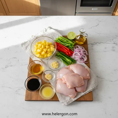 Hawaiian Chicken Sheet Pan Dinner - cooking process