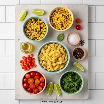 Healthy Street Corn Pasta Salad - cooking process