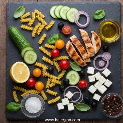 Mediterranean Chicken Pasta Salad - cooking process