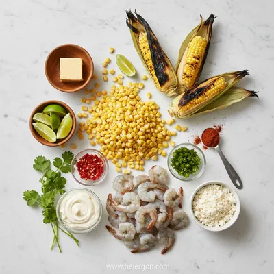 Mexican Street Corn and Shrimp - cooking process