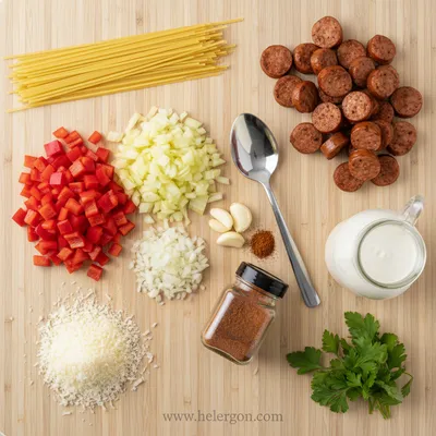 One Pot Creamy Cajun Chicken Sausage Pasta - cooking process