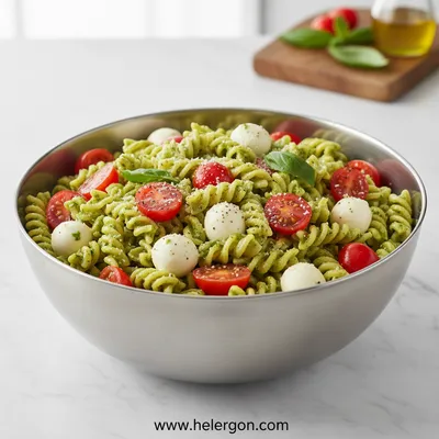 Light and Creamy Pesto Caprese Pasta Salad