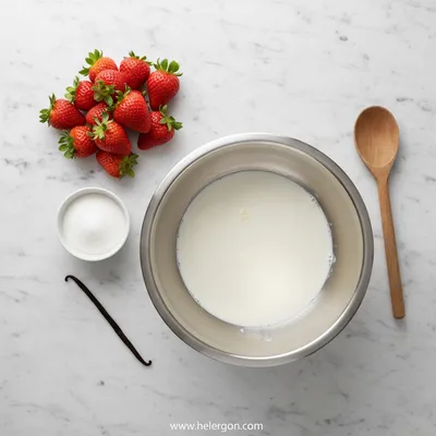 Homemade Strawberry Ice Cream - cooking process
