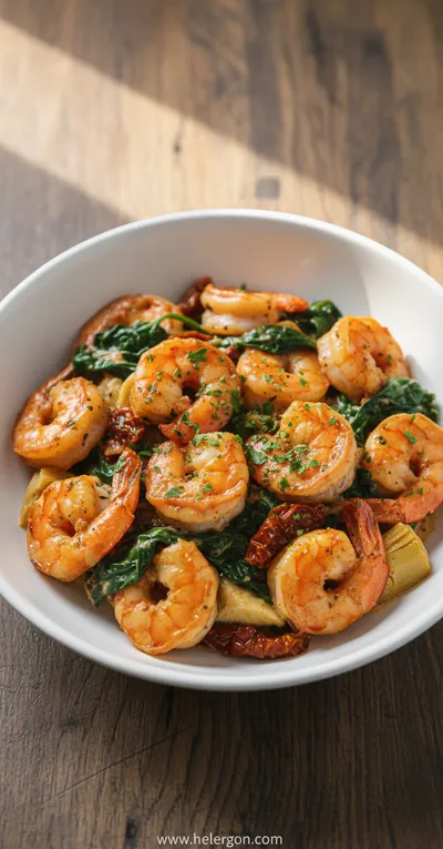Tuscan Shrimp with Spinach, Artichokes & Sun‑Dried Tomatoes