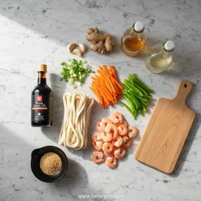 Yaki Udon with Shrimp – Quick Japanese Stir-Fry - cooking process